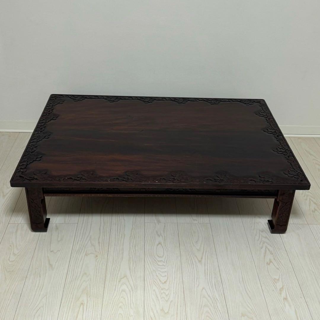 Icchodo軽井沢彫 桜 座卓 彫刻 時代ローセンターテーブル