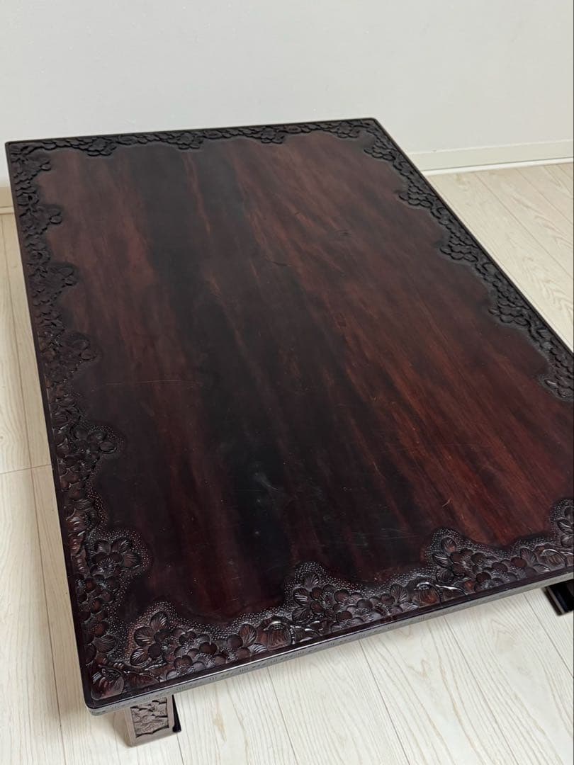 Icchodo軽井沢彫 桜 座卓 彫刻 時代ローセンターテーブル