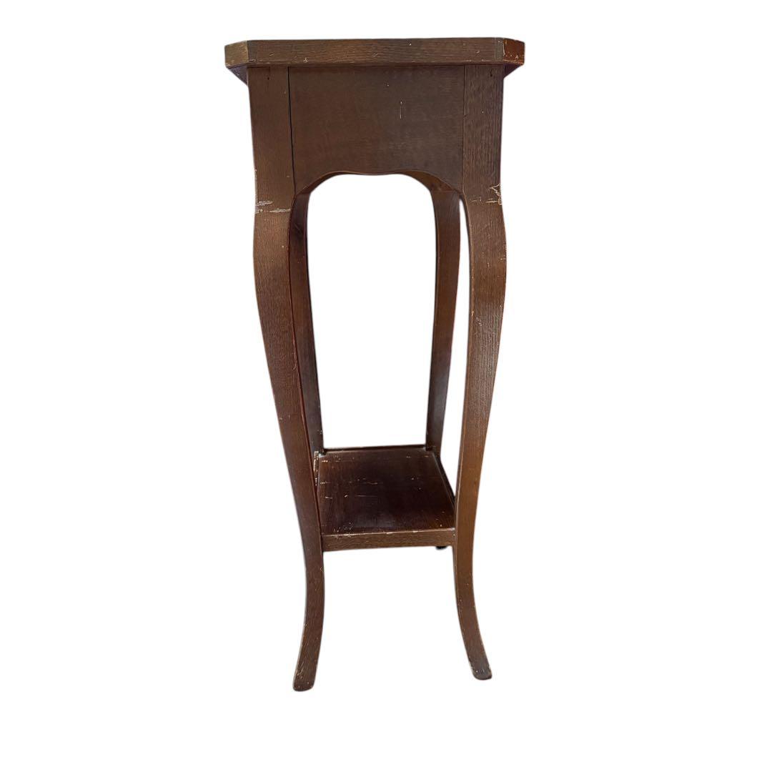 木製 サイドテーブル 引出し付きアンティーク　木製コンソール　猫脚テーブル　花台