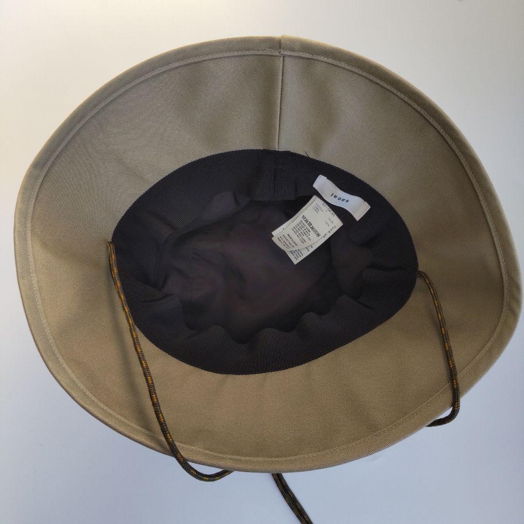 美品 22SS サカイ サファリハット ダブルブリム ベージュ ロゴ刺繍 1