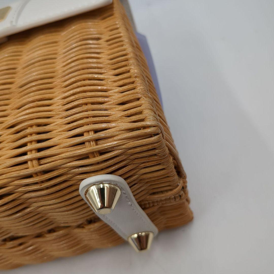 ★美品 ダイアナ DIANA かごバッグ ショルダー 2way ハンドバッグ 白