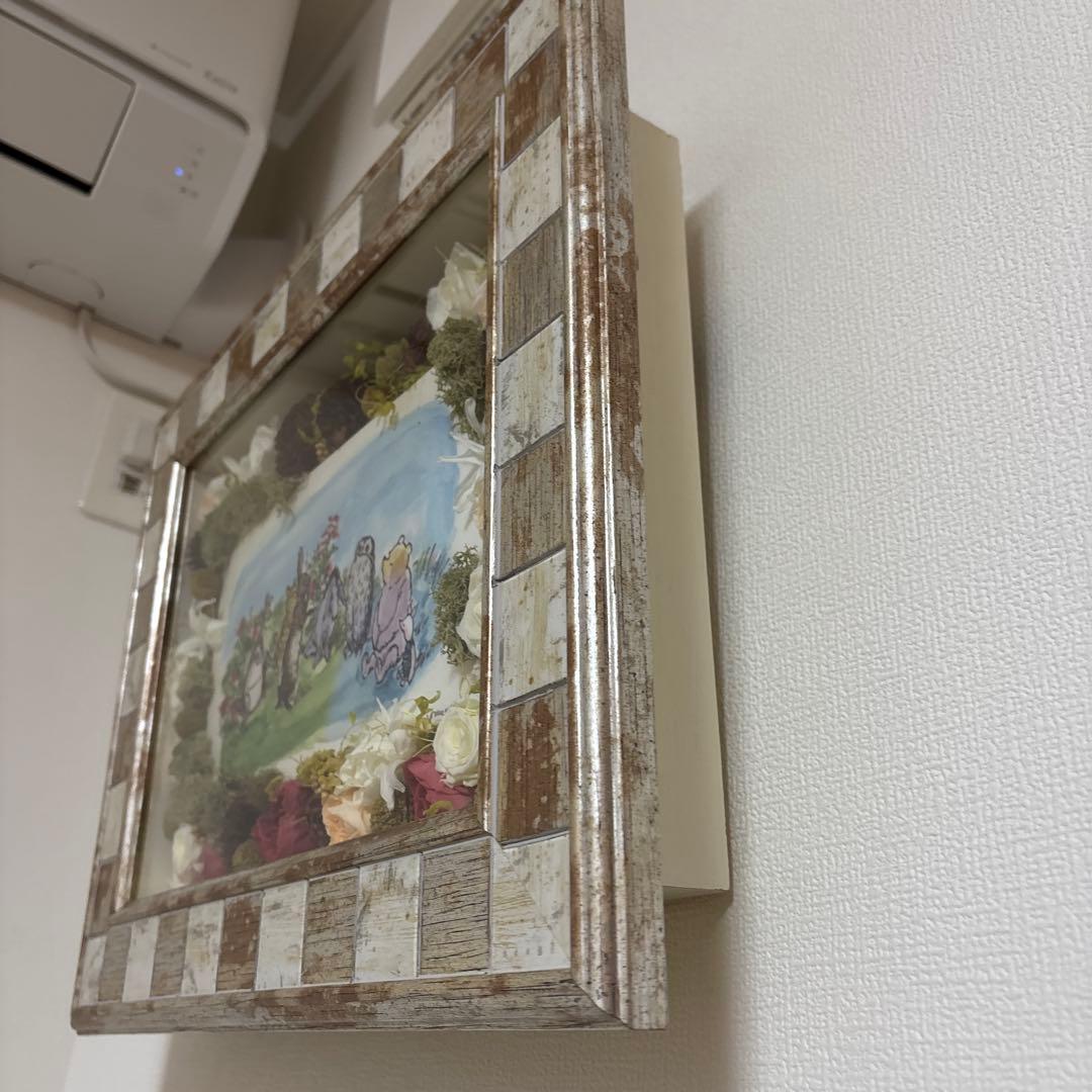 くまのプーさん アートフラワーアレンジメント　絵画　ドライフラワー