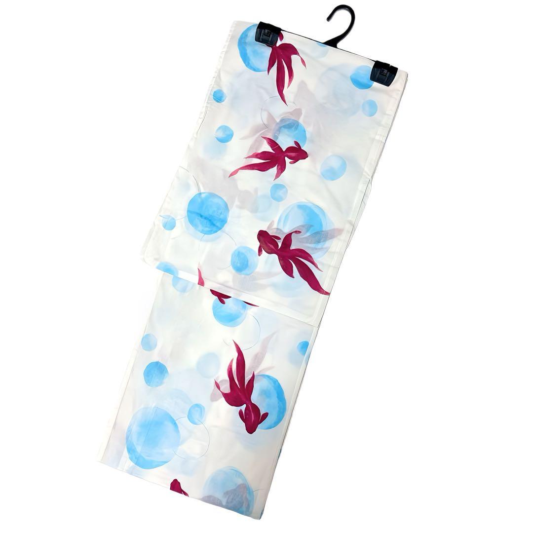 SALE価格 浴衣ジェンヌ 浴衣5点セット オフホワイトに金魚 ゆかた 半幅帯