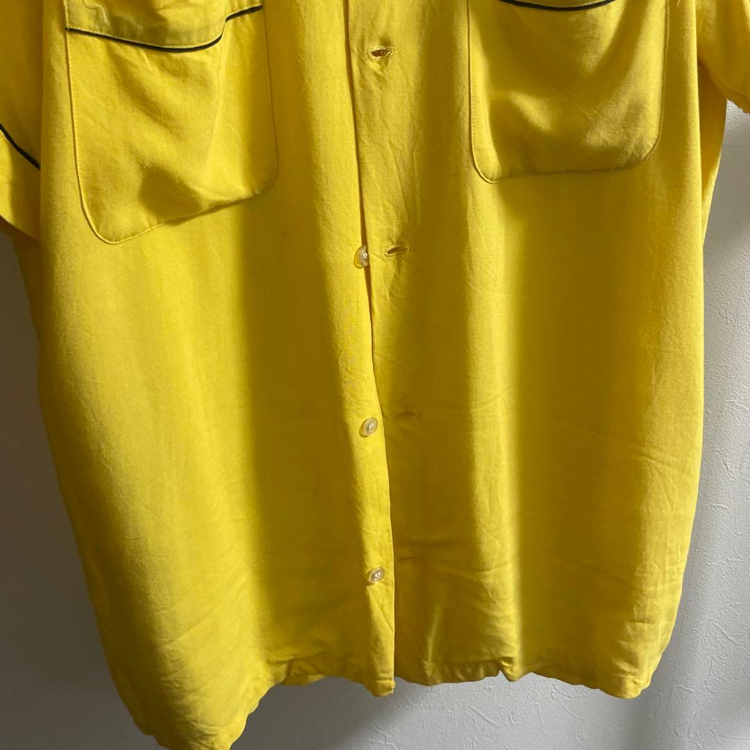 50s 60s Hilton ヒルトン　ボーリングシャツ　イエロー×ブラック