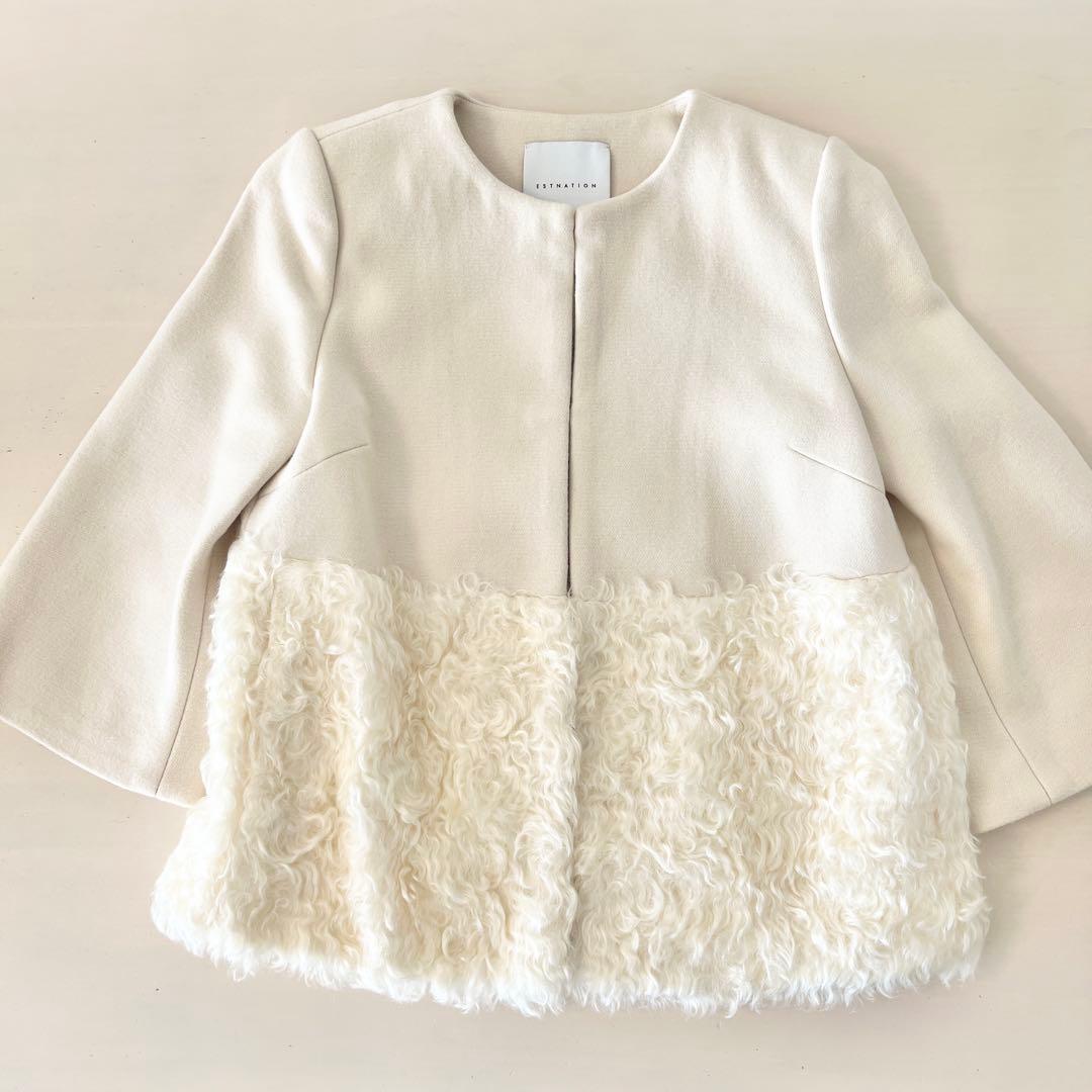 【美品】エストネーション　ファー切り替え　ショートコート　36