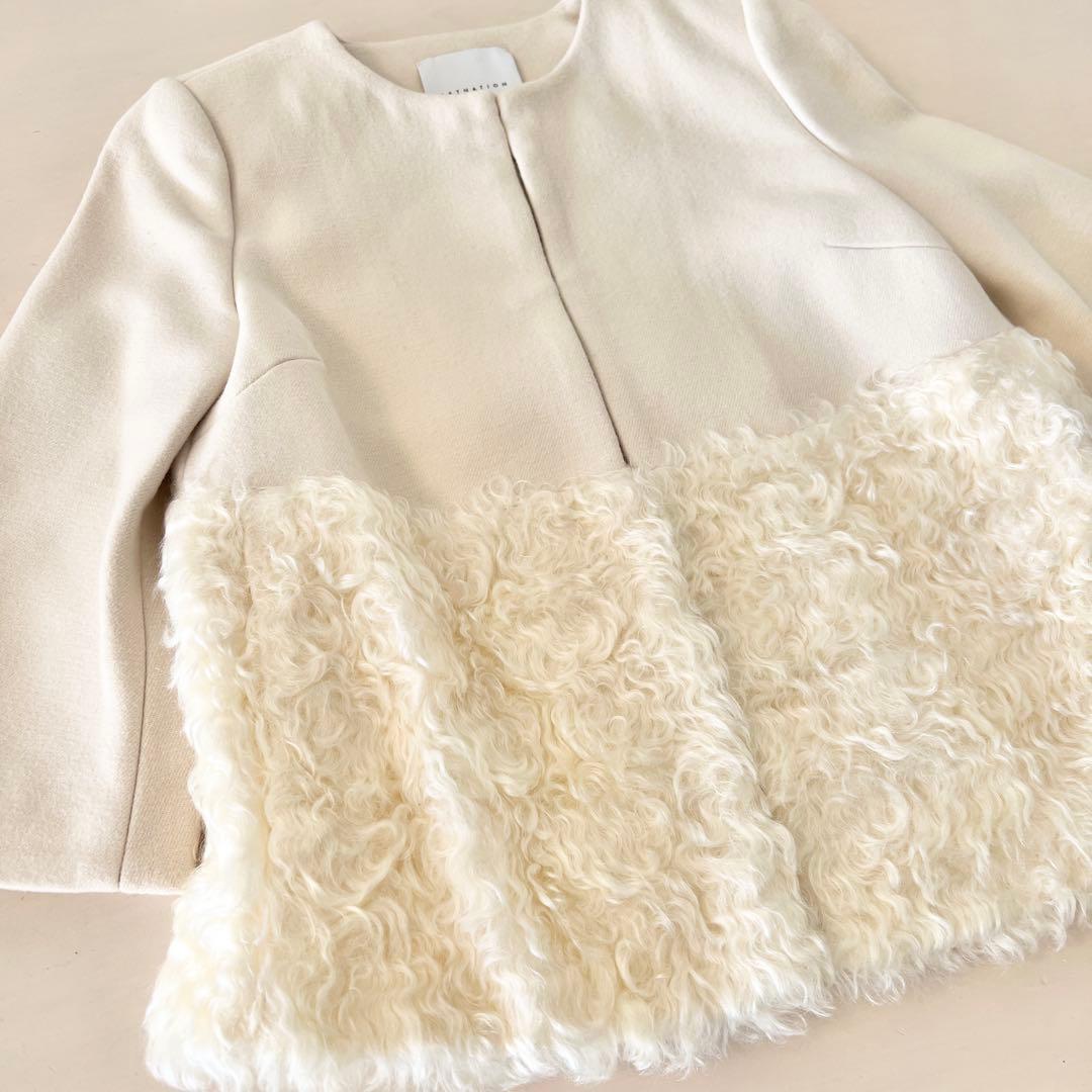 【美品】エストネーション　ファー切り替え　ショートコート　36