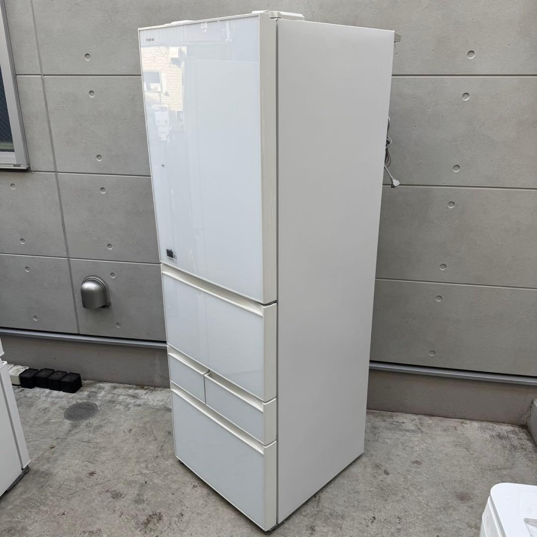 128⭐️2017年製美品★東芝冷蔵庫　自動製氷付き　ガラス扉大型5ドア　410L