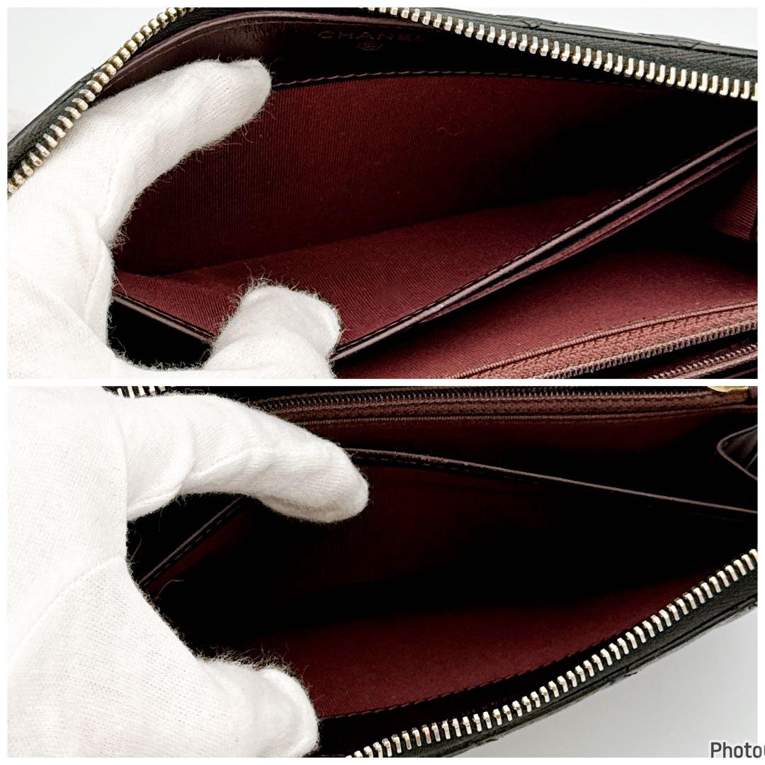 TS　シャネル✨マトラッセ✨キャビアスキン✨ラウンドファスナー長財布　48