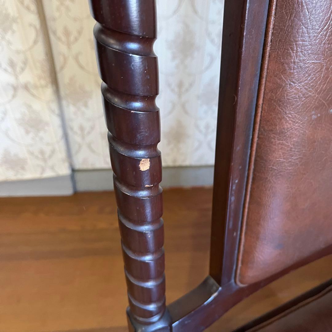 【アンティーク】② トーア 木製 ダイニングチェア レザー張り 椅子 古民家