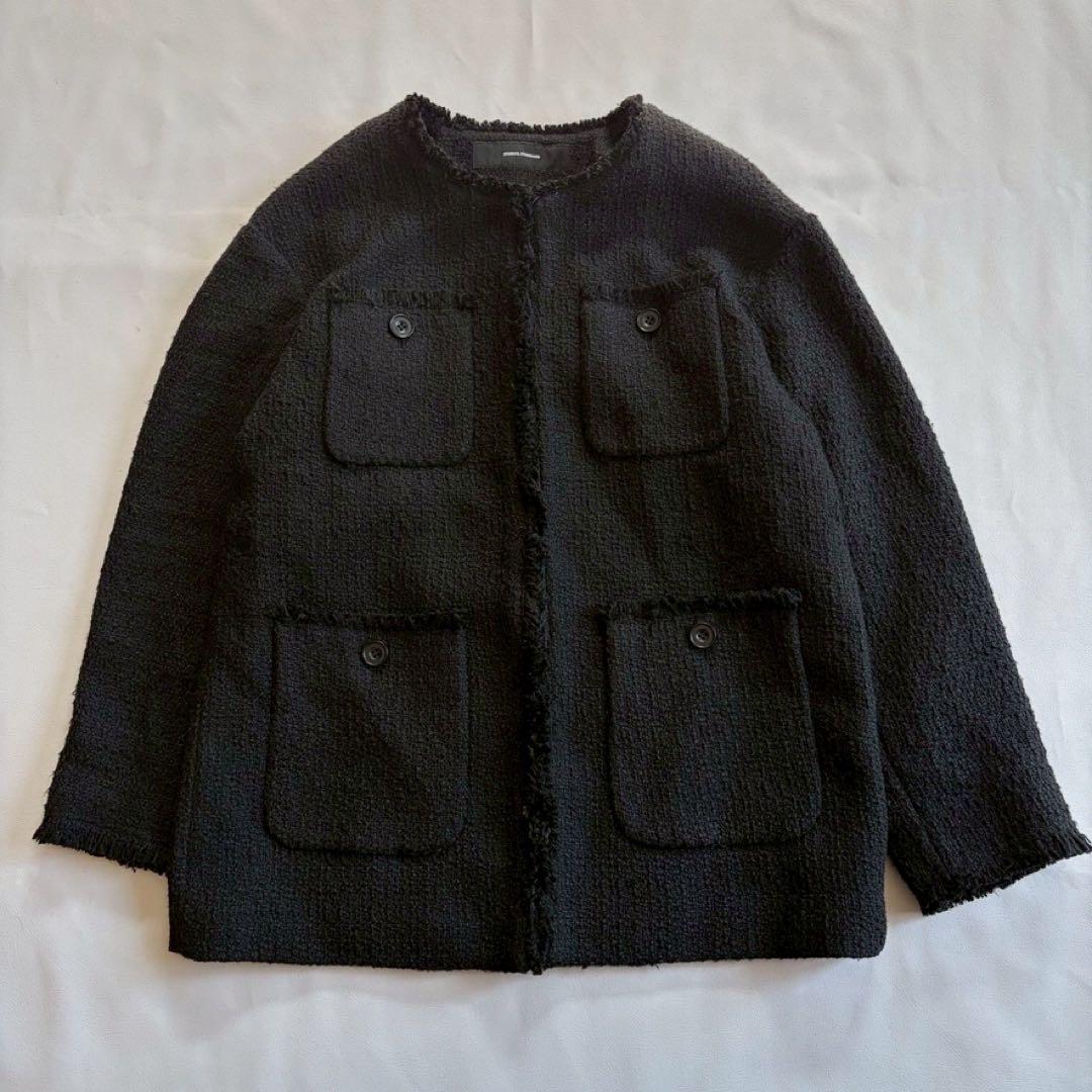ジャーナルスタンダード ノーカラーツイードジャケット ゆったり 黒 23AW