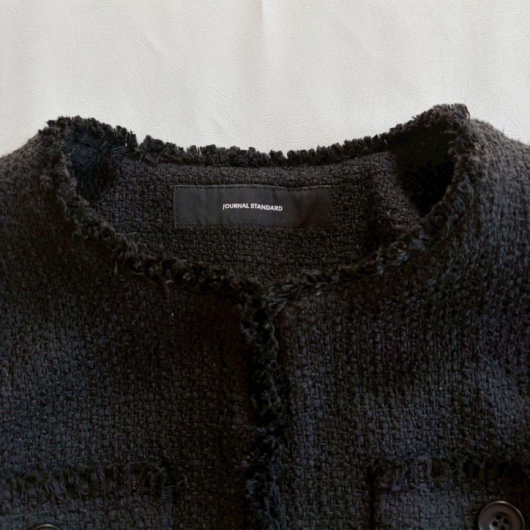 ジャーナルスタンダード ノーカラーツイードジャケット ゆったり 黒 23AW