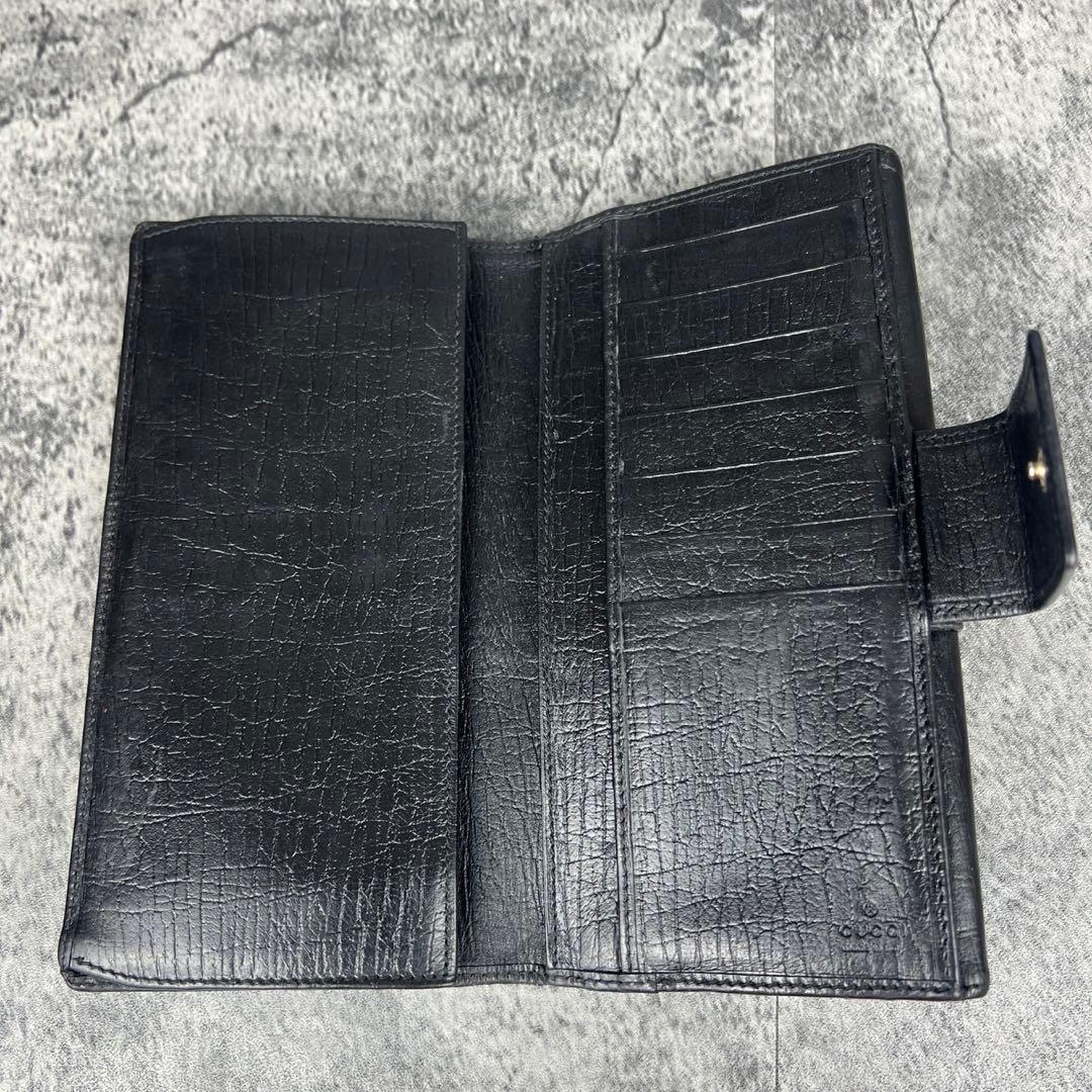 GUCCI グッチ GGキャンバス レザー シェリーライン 長財布 ブラック
