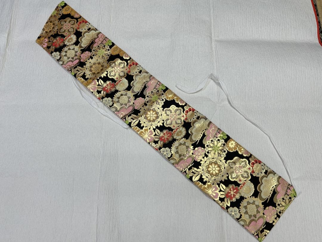 七五三セット　祝帯ペアセット　黒・金　Lサイズ（中～大）　草履21cm　箱入り