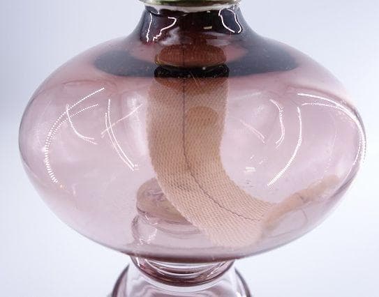 北一硝子 オイルランプ 紫×赤 フリル ガラス フリルシェード