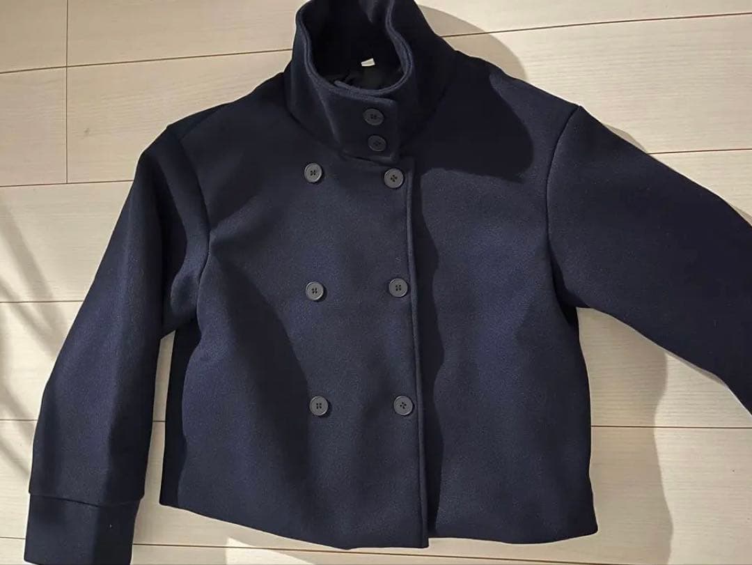 ウール混紡ピーコート ネイビー