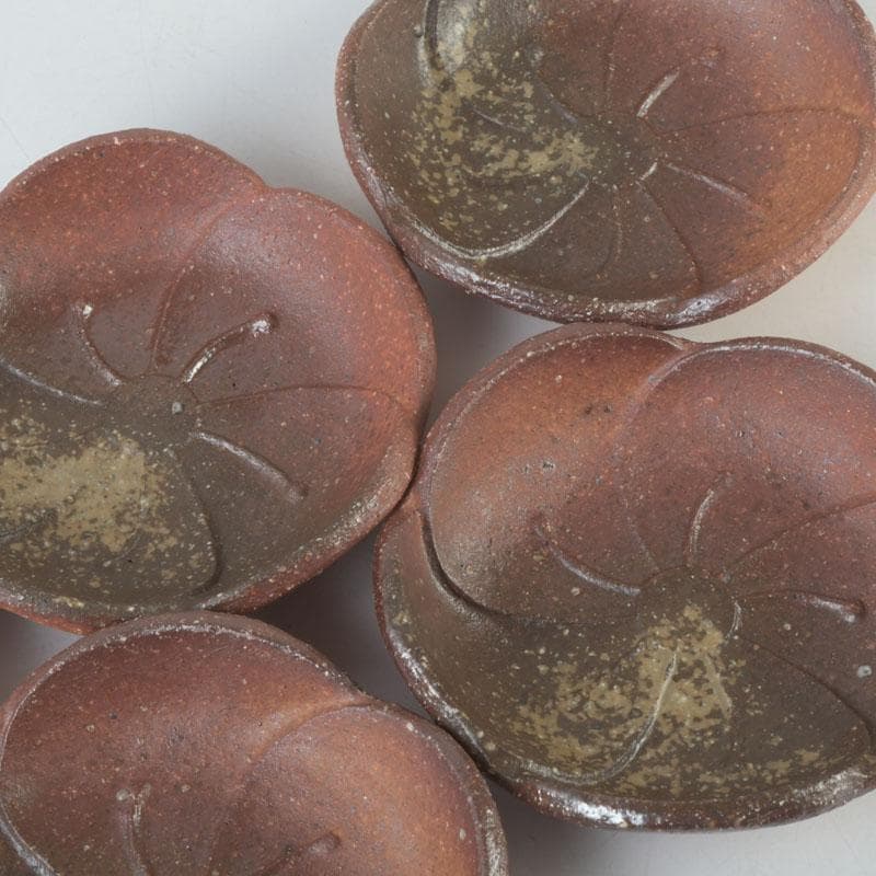 茶道具　信楽焼　高橋楽斎造　ネジ梅　小皿　五客　共箱　V　9662