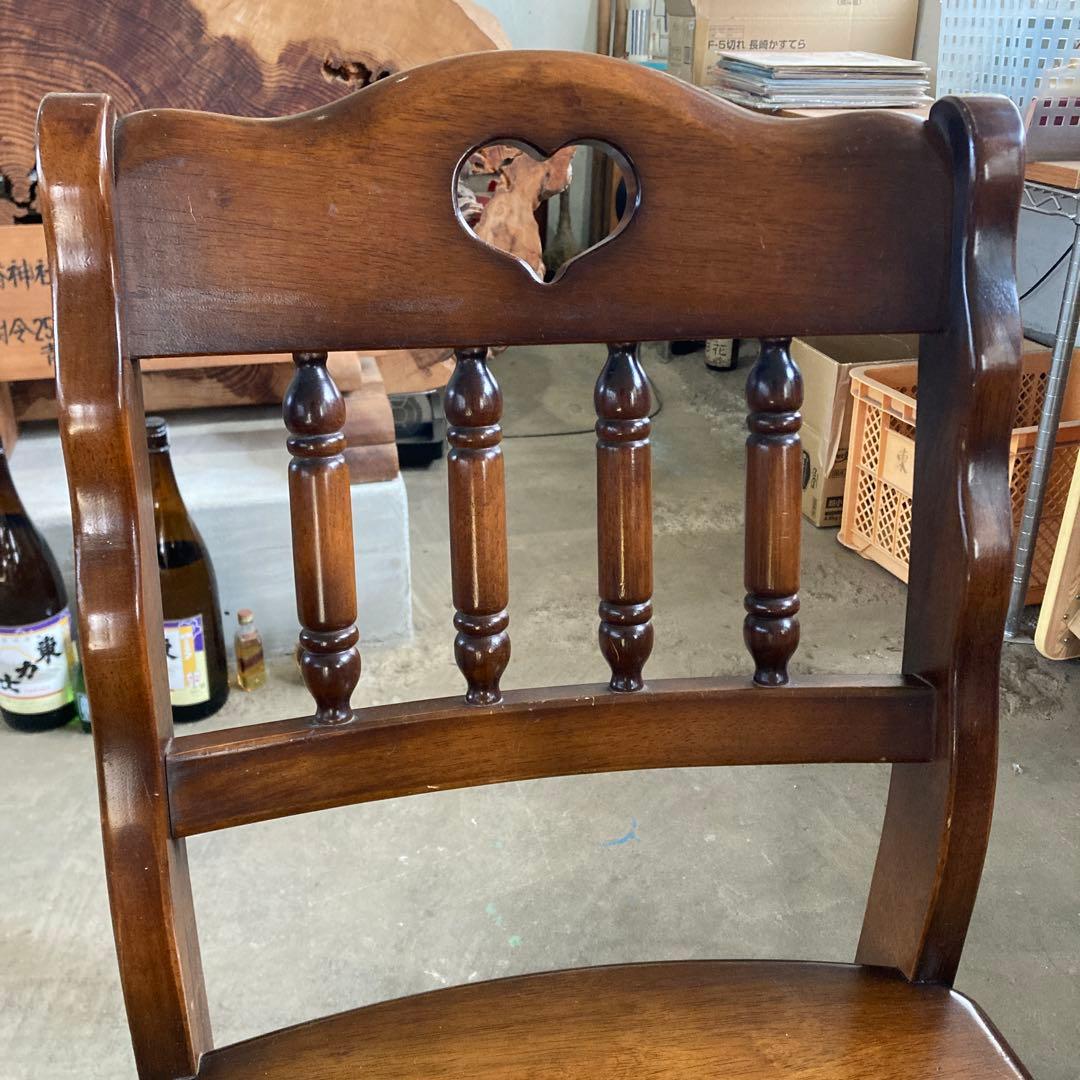 B ナガノインテリア 天然木 椅子 ハートマーク カントリー調