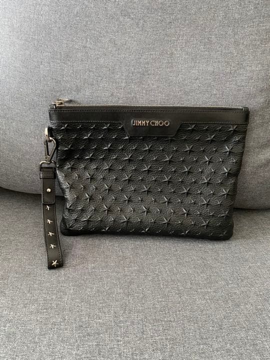 【美品】JIMMY CHOOクラッチバッグ(チャーム付き)/メンズ・レディース