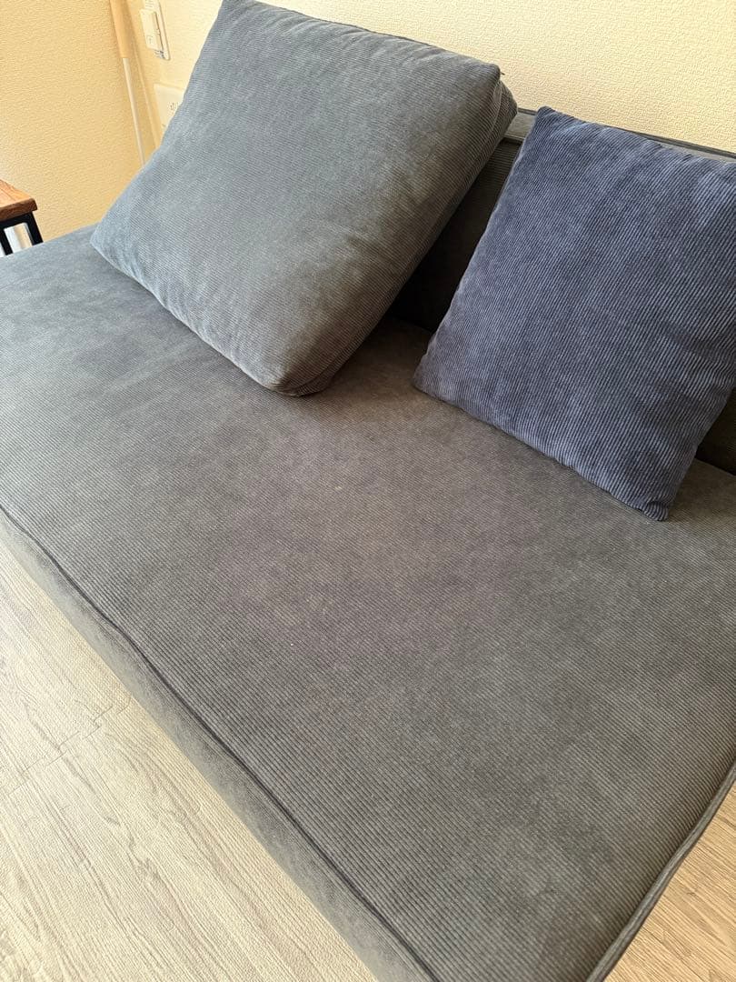 lushloomソファ コーデュロイ 2人掛け ネイビー ブルー