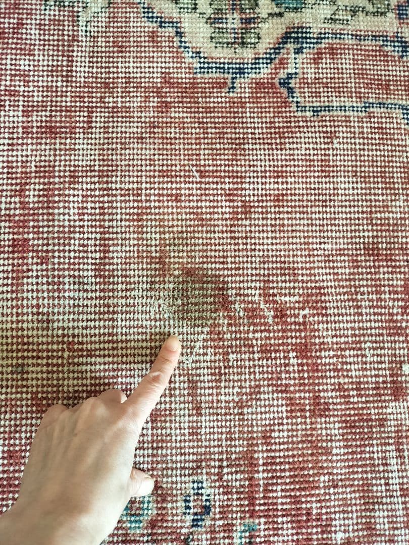 大判/シャビーレッドとネイビーの端正なヴィンテージトルコラグNo.729