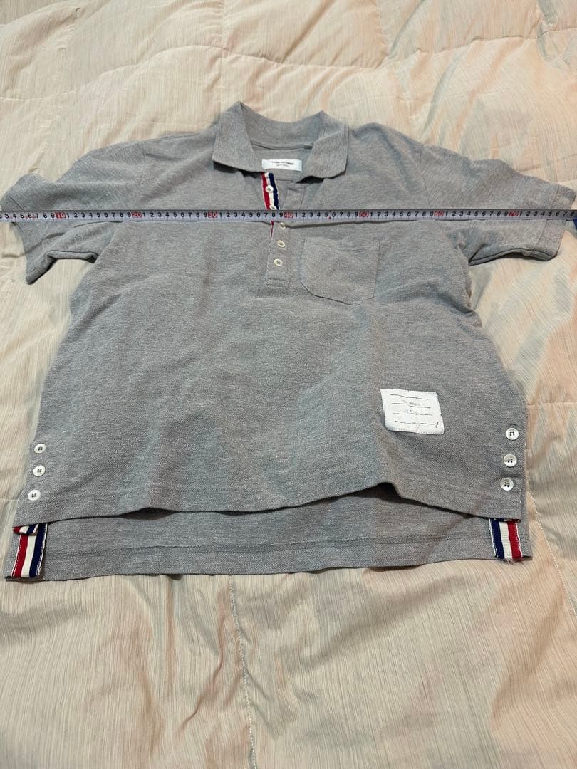値下げ美品THOM BROWNE ポロシャツ グレー サイズ3