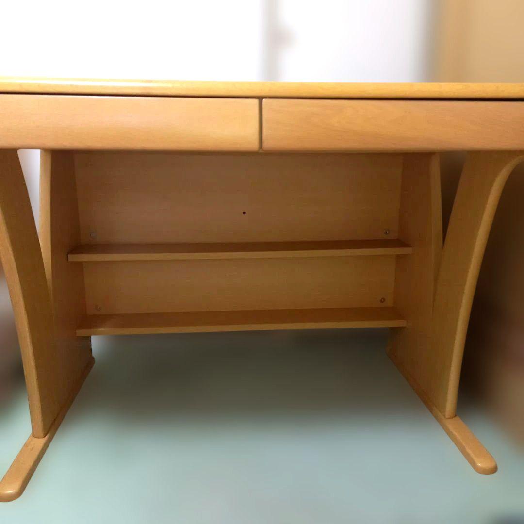 学習机　木製デスク　引き出し付き　照明付き　送料込み　ナチュラルブラウン