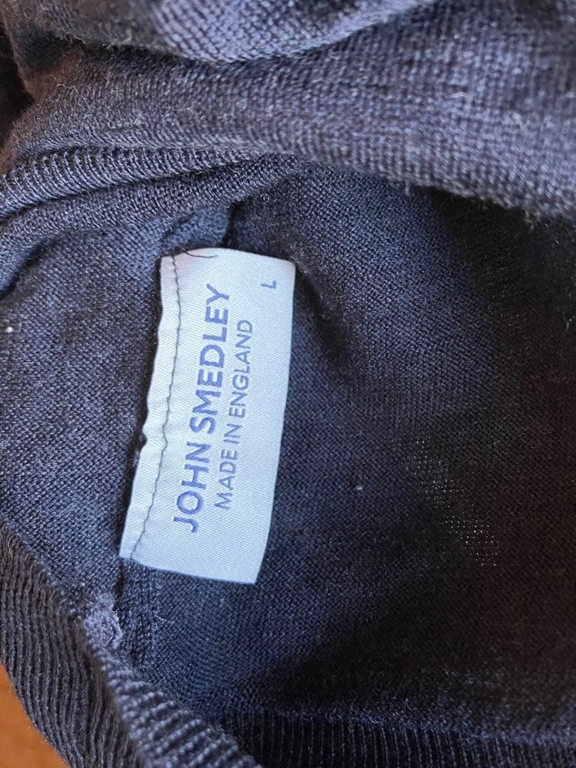 ジョンスメドレー タートルネック グレー ウール ハイゲージ 30G Ｌ