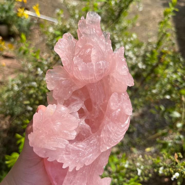 ローズクォーツ 鳳凰/牡丹