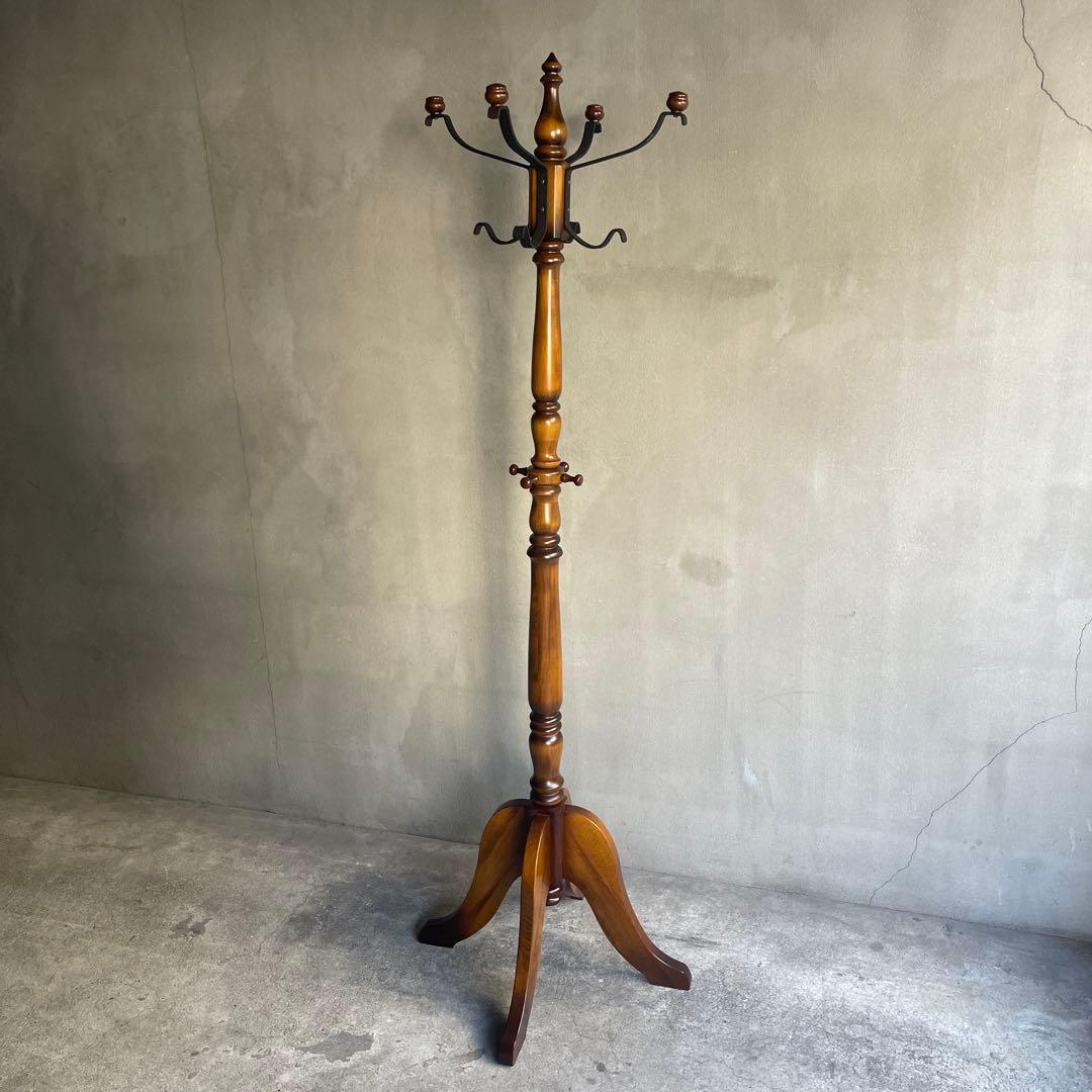 美品　カリモク コロニアル ハンガーラック ポールスタンド